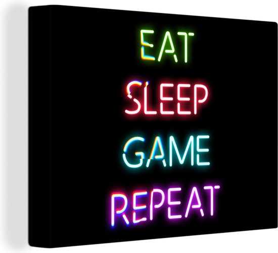 Canvas - Gaming poster - Gamen - Led - Neon - Verlichting - Game - Canvas schilderij - Kamer decoratie - 40x30 cm - Gaming room - Game Kamer