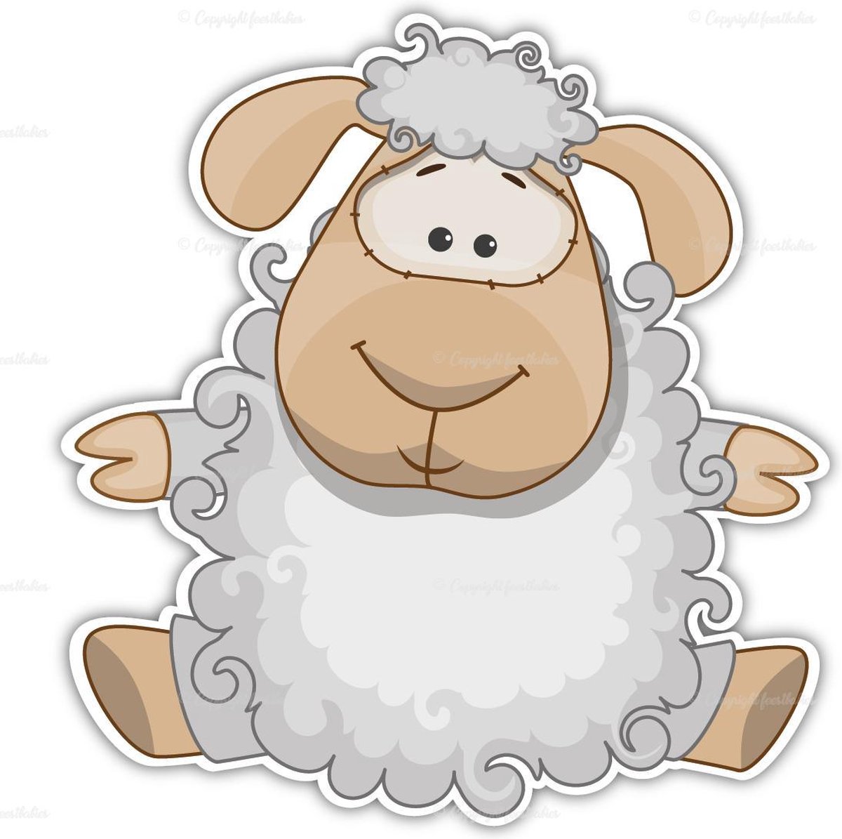 feestbabies.nl Geboortebord schaap - 60 cm forex bord met boorgaten