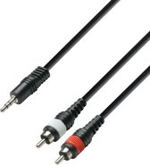 adam hall K3 YWCC 0300 3m 3.5mm 2 x RCA Zwart audio kabel