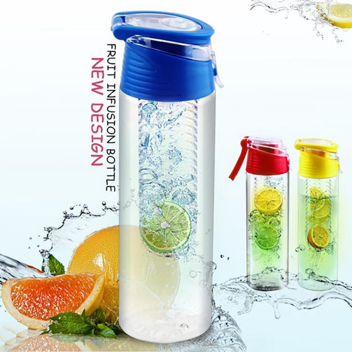 FIGURETTA waterfles met infuser | inhoud 0.7 ltr | BPA-vrij |blauw