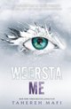 Boekomslag met een oog dat barst als ijs, de titel 'WEERSTA ME' en de tekst 'ZE WILLEN DAT IK ALLES VERGET IK ZAL HET ME ALTIJD HERINNEREN'.