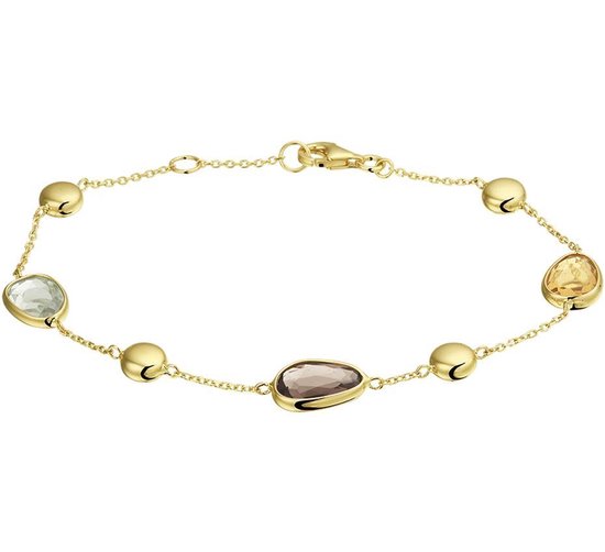 The Jewelry Collection Bracelet Quartz Fumé, Citrine Et Améthyste 17,5-19cm - Or jaune
