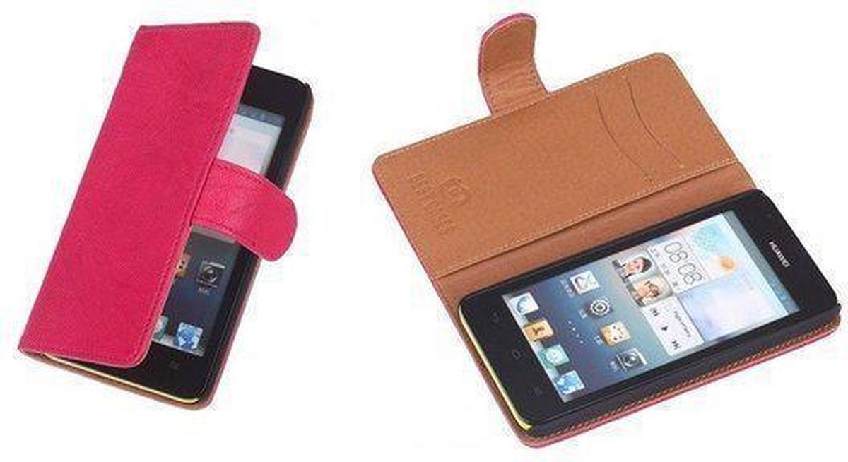 BestCases Roze Luxe Echt Lederen Booktype Hoesje Huawei Ascend G700