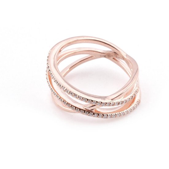 Amazing Jewelry rose gold plated zilveren ring met heldere zirkonia's |  bol.com
