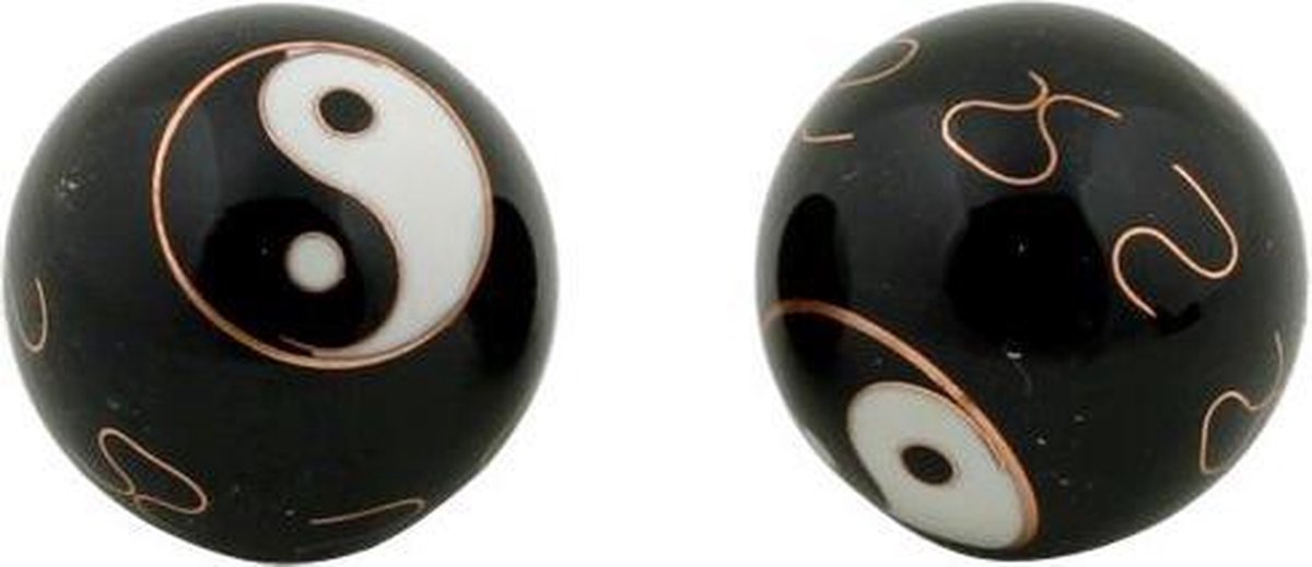 Goedkoopste Meridiaankogels Yin Yang zwart - 4 cm (2 stuks) - S