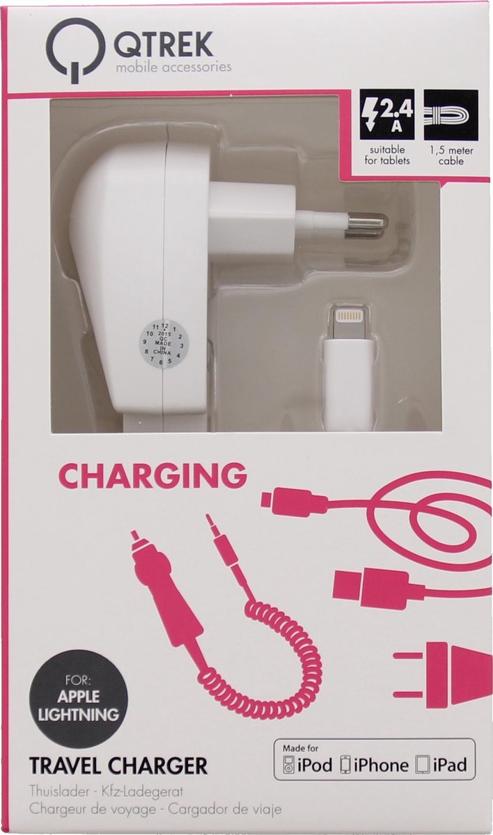 Qtrek QTRTRC00008 oplader voor mobiele apparatuur Binnen Wit