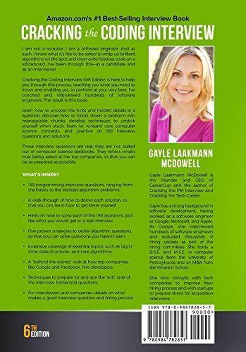 Cracking The Coding Interview, Gayle Laakmann Mcdowell 9780984782857