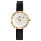 Obaku Denmark  Dameshorloge - V146L GIRB2 - Goudkleurige stalen kast - Zwarte leren - Ø27.1 mm