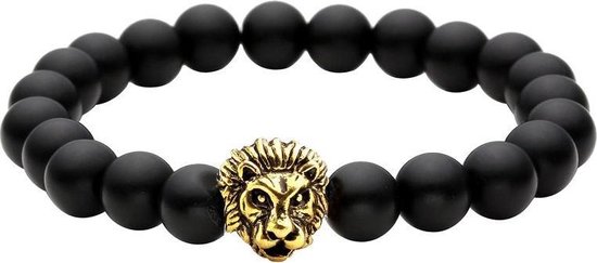 Fako Bijoux® - Buddha Armband - Leeuw - Zwart - Goudkleurig