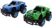 Jonotoys Monstertrucks Dino-print 6 Cm 2 Stuks Blauw/groen