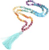 Edelstenen ketting Multi Colorful Agate With Tassel