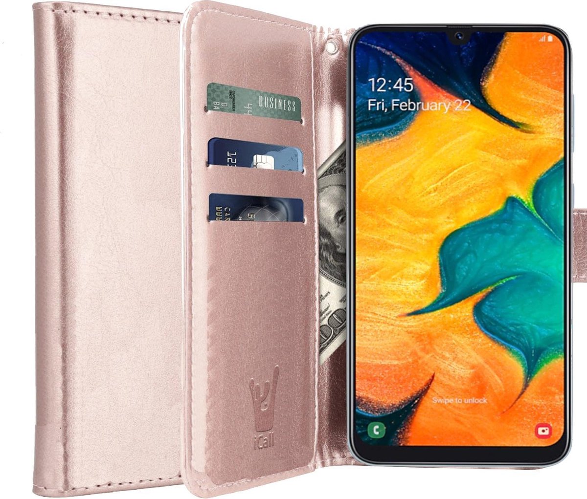 Hoesje geschikt voor Samsung Galaxy A30 - Book Case Kunstleer Pasjeshouder Rosegoud