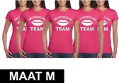 5x Vrijgezellenfeest Almost Married fun t-shirt roze voor dames Maat M