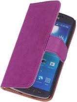 BestCases.nl Polar Echt Lederen Paars Samsung Galaxy S Plus Bookstyle Wallet Hoesje