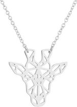 24/7 Jewelry Collection Origami Giraf Ketting - Giraffe - Zilverkleurig