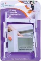 Dream Baby Veiligheidshaakjes Keukenkastjes - Extra lange veiligheidshaakjes voor keukenksatjes - Kinderbeveiliging voor Kasten - Kastslot - Kast Beveiliging Baby - Eenvoudig te Monteren - Lang - Zelfklevend - Zonder Boren | 8 stuks