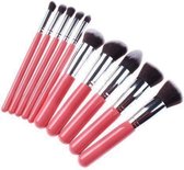 Kabuki Make-up Kwastenset - 10 delig - Roze Zilver