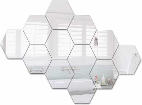sirene uitsterven Ga terug Hexagon wandspiegel - Plakspiegels - Woonkamer decoratie - 12 stuks - 184 x  160 x 92... | bol.com