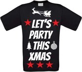 Let's party this christmas T-shirt maat S zwart