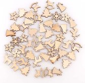 decoratie figuurtjes Kerst - hout - scrapbooking - 10 stuks