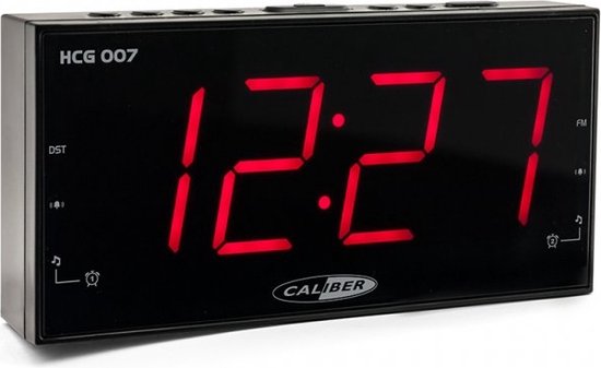 Caliber Digitale Wekkerradio Dual Alarmklok met FM Radio Groot Rood Display Dimbaar Zwart (HCG007)