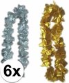Oud en nieuw accessoires pakket bloemenkrans zilver/goud 6x
