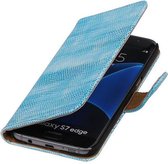 Mobieletelefoonhoesje.nl - Samsung Galaxy S7 Edge Hoesje Hagedis Bookstyle Turquoise