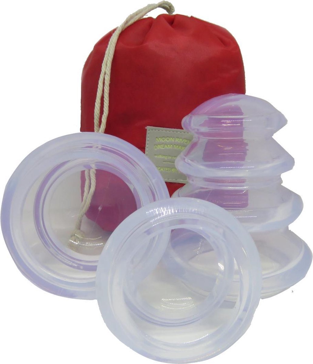 Goedkoopste 4 st. grote cellulite cups reinigings pad in tasje -cupping cups -cellulite cups - Cupping massage set lichaam