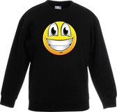 Smiley/ emoticon sweater super vrolijk zwart kinderen 7-8 jaar (122/128)
