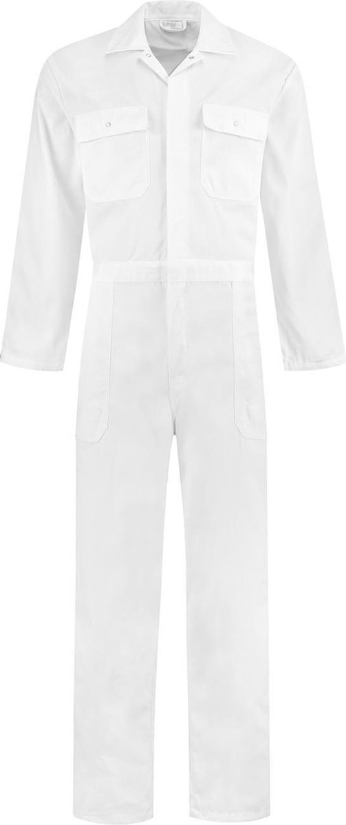 EM Workwear kinderoverall pol/kat Wit met verdekte ritssluiting maat 104