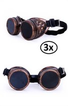 3x Steampunk bril koper kleurig