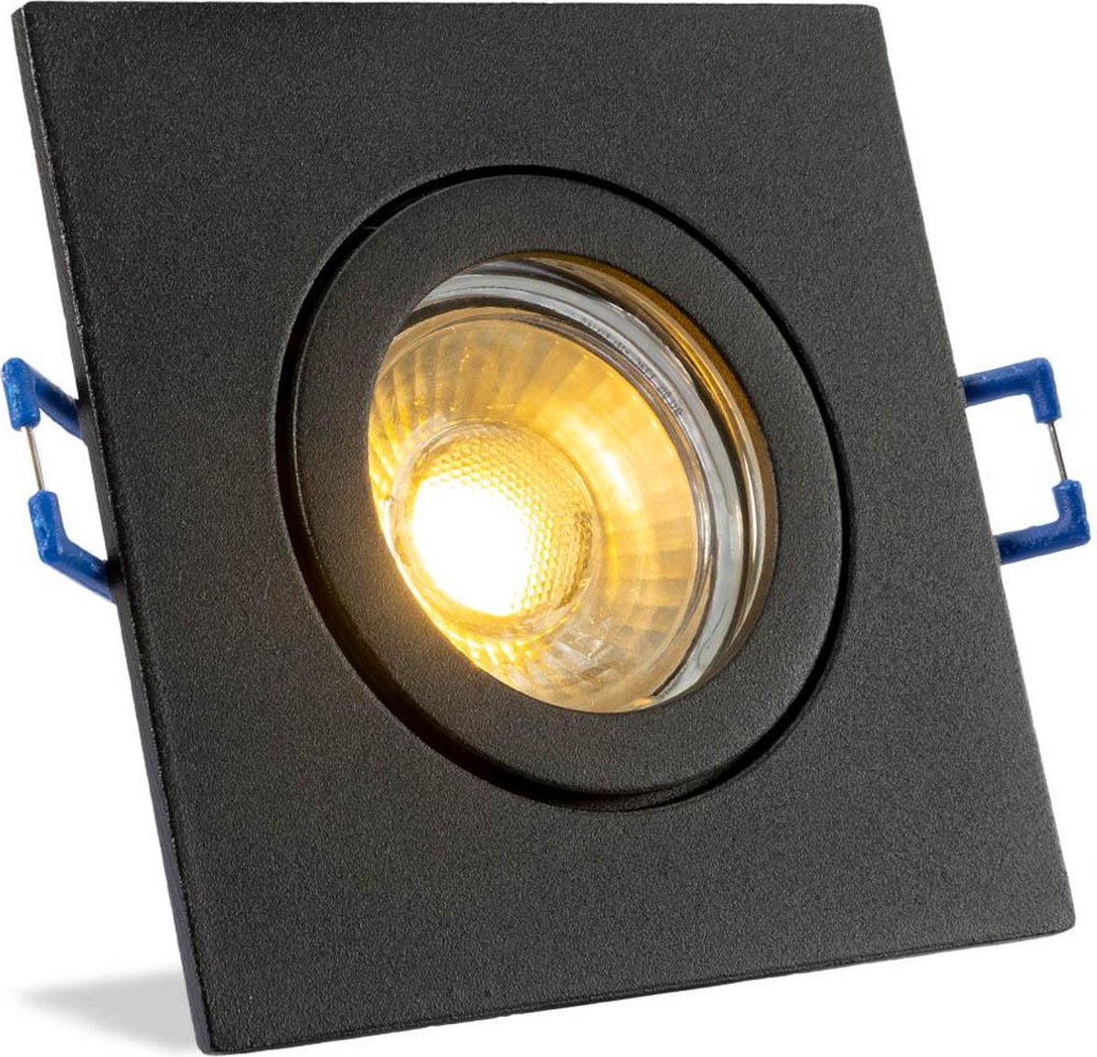 Ip44 Platte Led Inbouwspot Sutton - Badkamer Of Buiten - Vierkante Spot - Zwart - Extra Warm Wit - 2