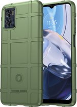 Mobigear Hoesje geschikt voor Motorola Moto E22i Telefoonhoesje Flexibel TPU | Mobigear Rugged Shield Backcover Shockproof | Schokbestendig Moto E22i Telefoonhoesje | Anti Shock Proof - Groen