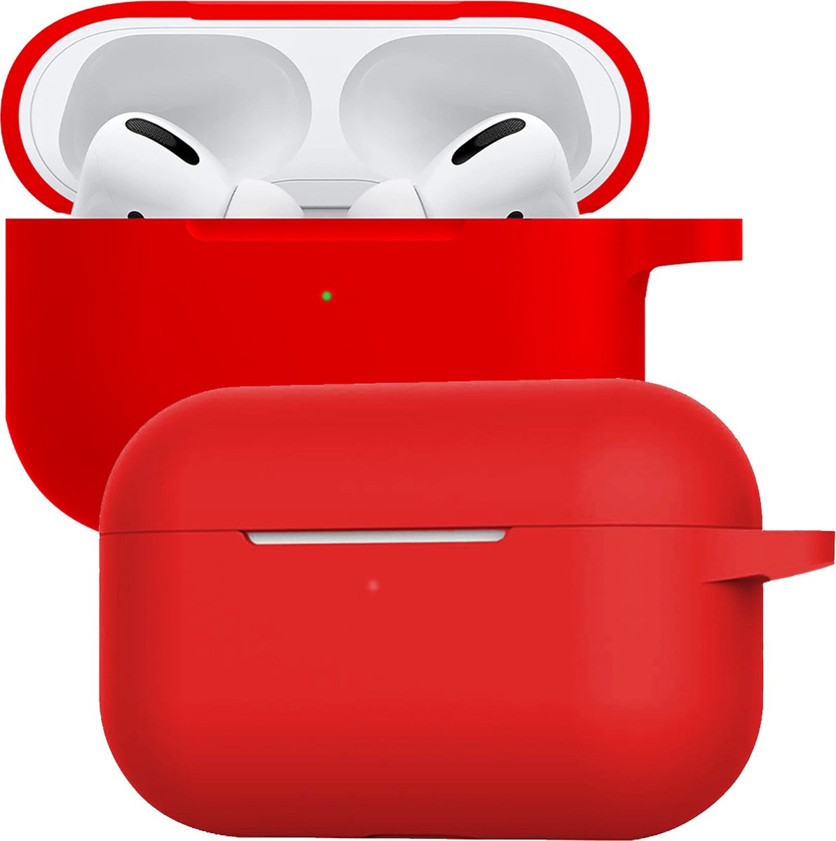 Case Geschikt voor Airpods Pro Hoesje Siliconen Hoes Cover - Hoes Geschikt voor Apple Airpods Pro Case Siliconen - Rood