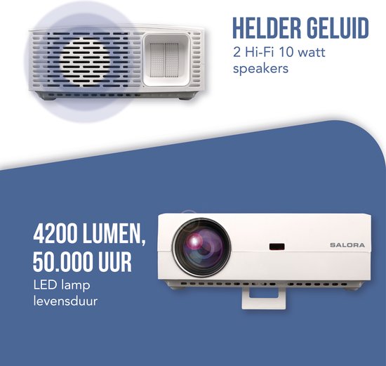 Salora 60BFM4250 - Beamer - Projector - Mini beamer - Full HD - 400 Ansi Lumens - Mirror cast - Salora