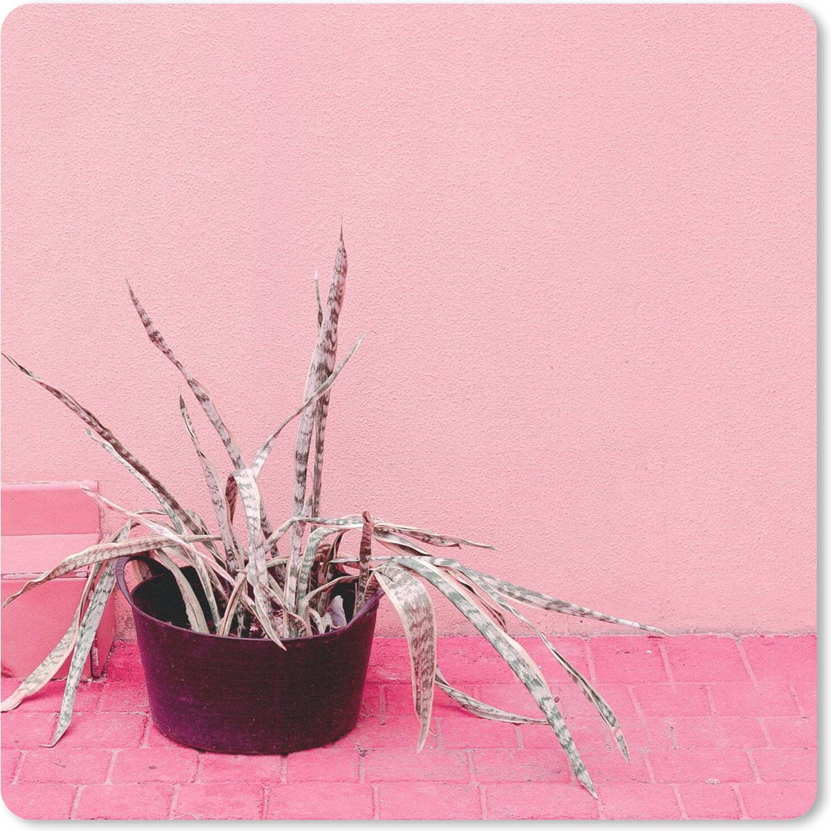 Muismat 30x30 cm - Mousepad Zomer - Roze - Planten - Muismatten