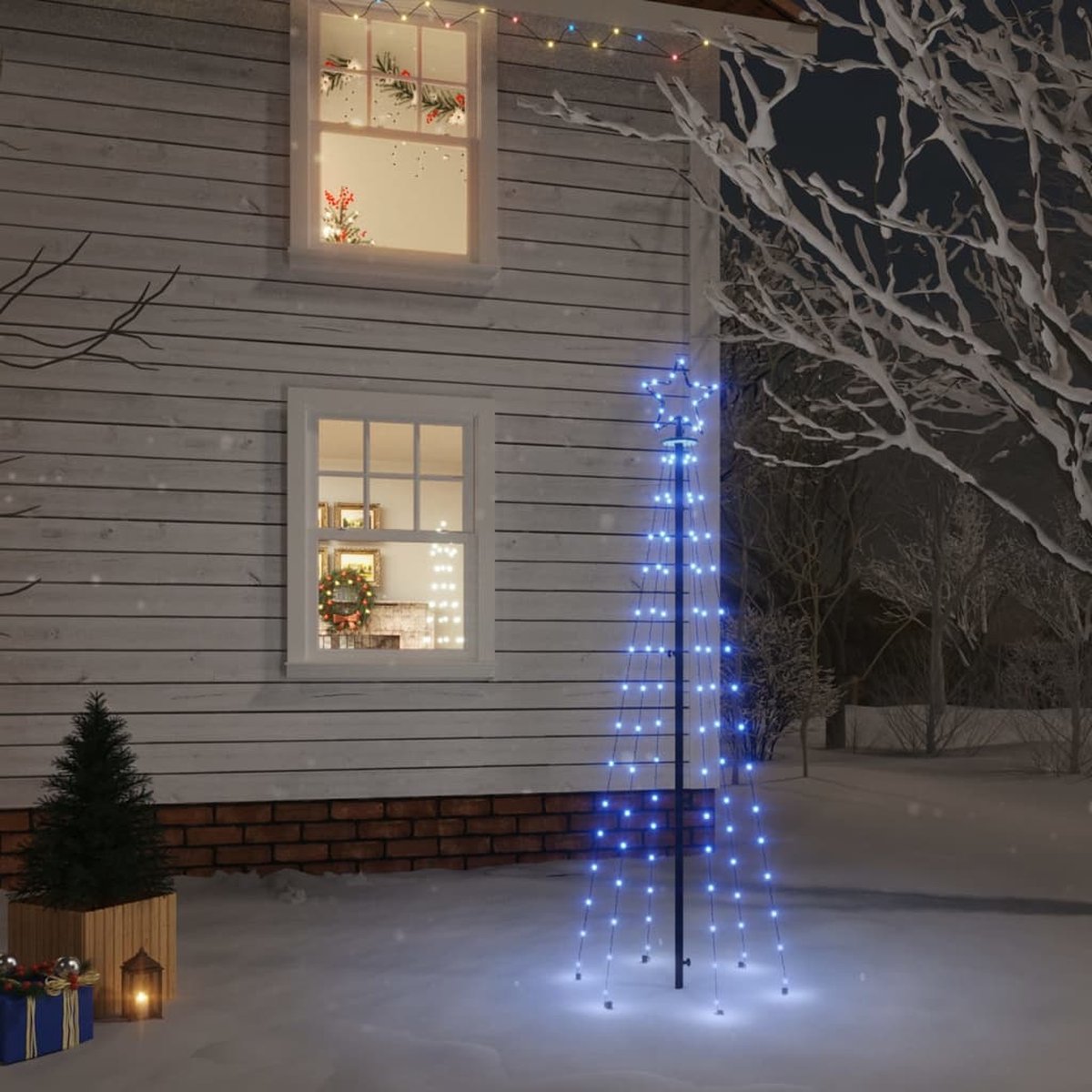 Prolenta Premium - Kerstboom met grondpin 108 LED's blauw 180 cm
