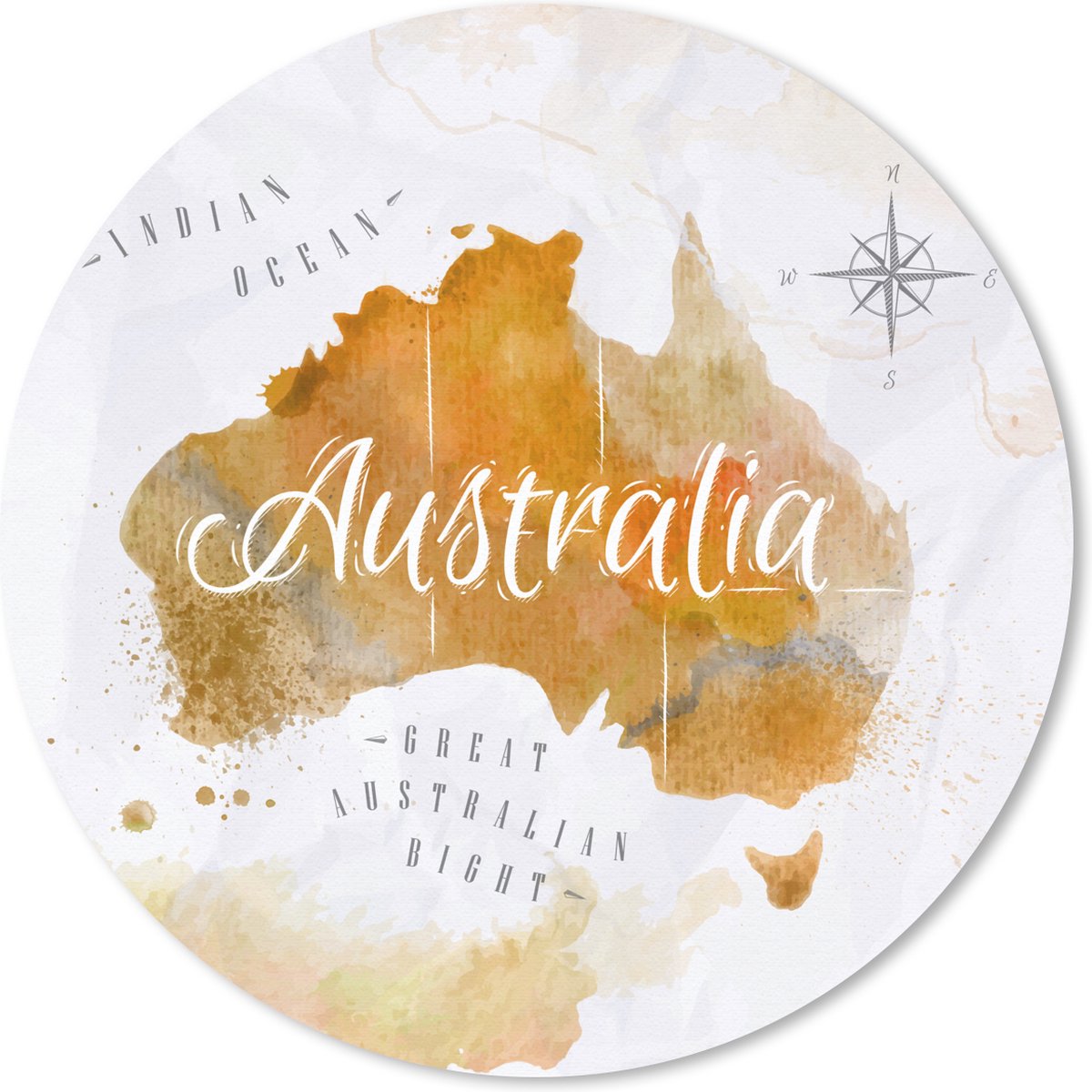 Muismat rond 20x20 cm - Mousepad Wereldkaart - Abstract - Australië - Ronde muismatten