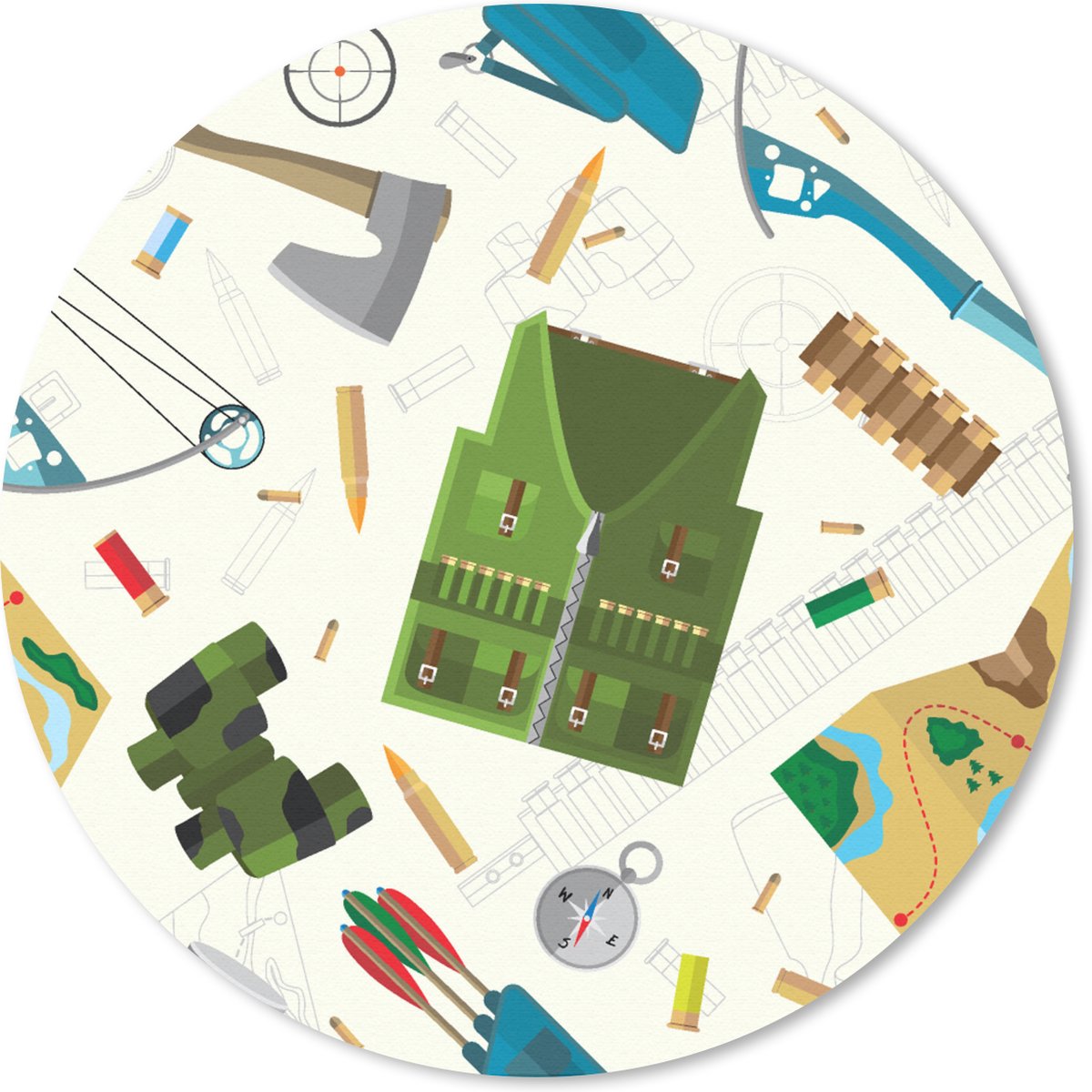 Muismat rond 30x30 cm - Mousepad Boog - Kogels - Patronen - Ronde muismatten