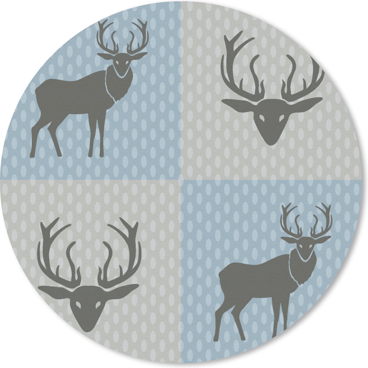 Muismat rond 20x20 cm - Mousepad Hert - Stippen - Blauw - Ronde muismatten