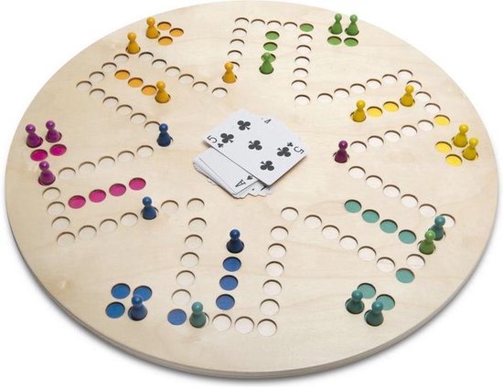 Afbeelding van het spel Keezenspel 3-in-1 Bordspel - Keezenbordspel - Ganzenbord en Ludospel - 2 tot 6 pers dubbelzijdig houten speelbord de luxe