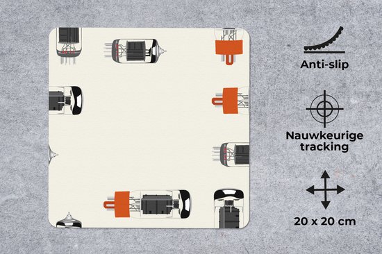 Muismat 20x20 cm - Mousepad Vintage - Lamp - Patronen - Muismatten