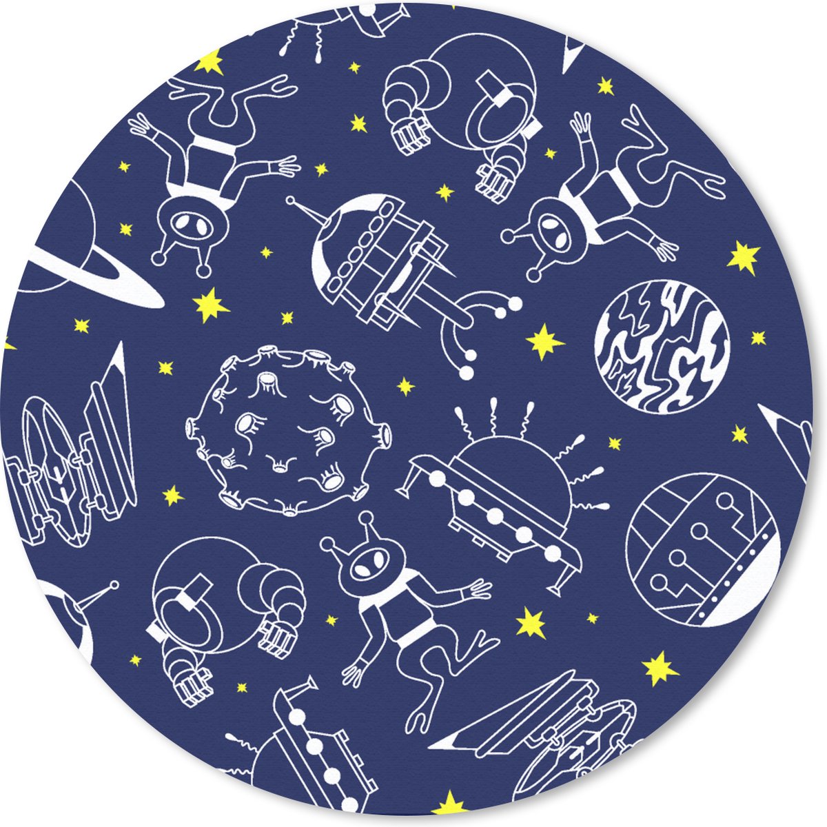 Muismat rond 20x20 cm - Mousepad Ruimte - Sterren - Patronen - Planeten - Ronde muismatten