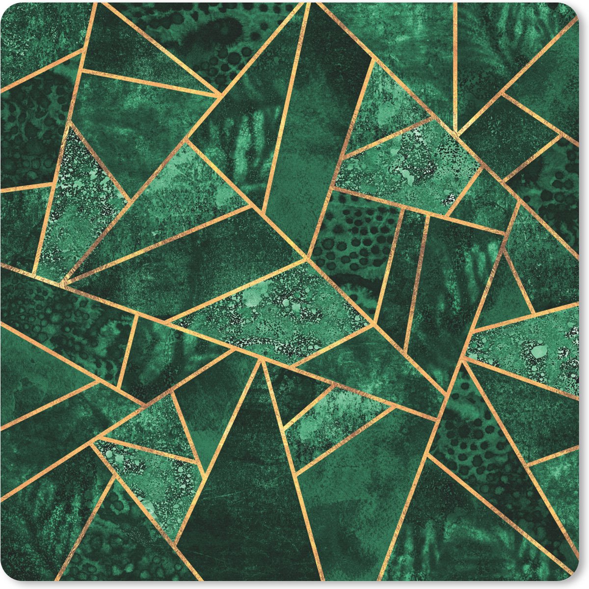 Muismat 30x30 cm - Mousepad Smaragd - Goud - Abstract - Patronen - Muismatten