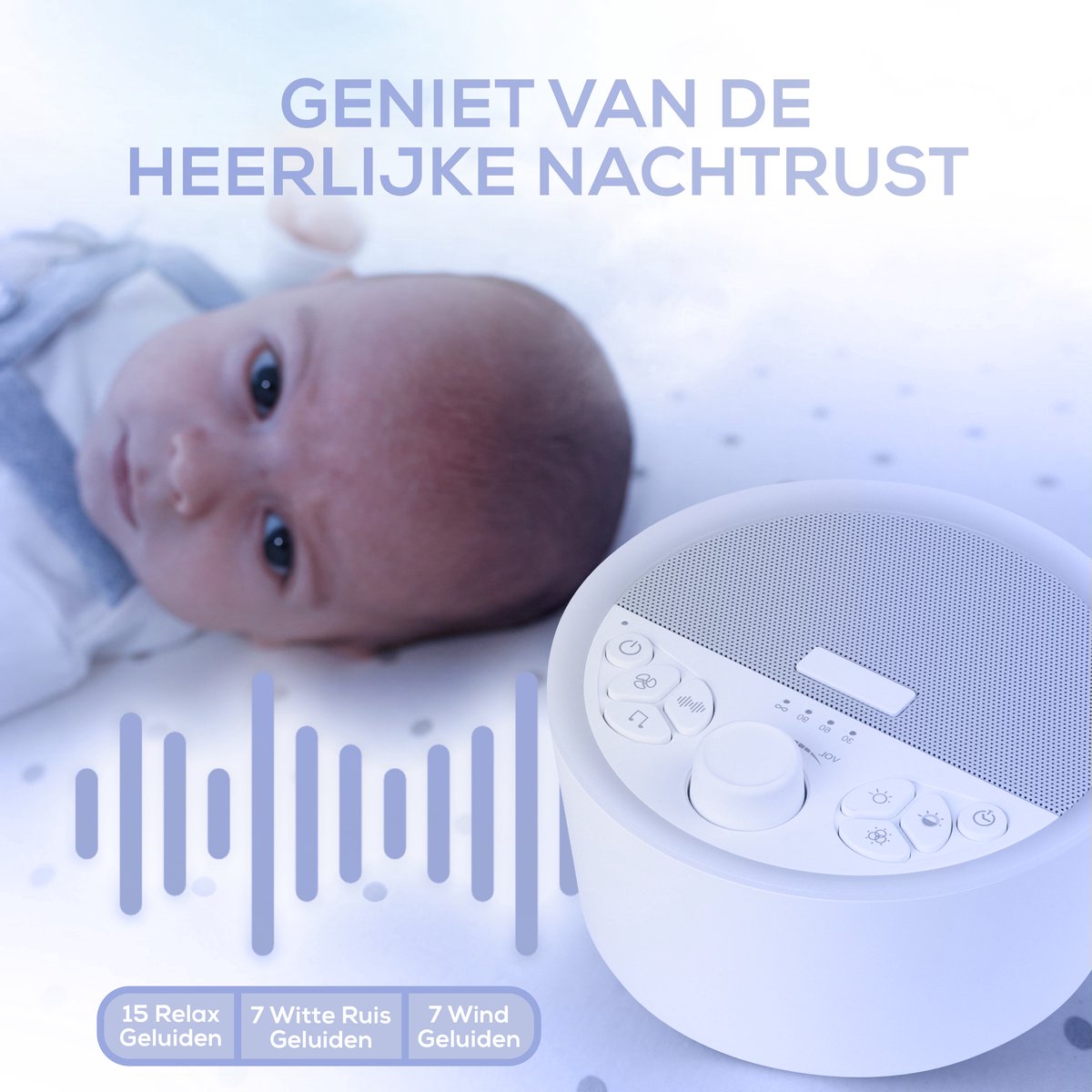 Oplaadbare Witte Ruis Machine, RENPHO Ruis Machine met nachtlicht voor baby's, Slaap Machine Non-looping 29 HI-FI ontspannen soundtracks, voor kinderen, volwassenen, op reis, thuis of voor privacy