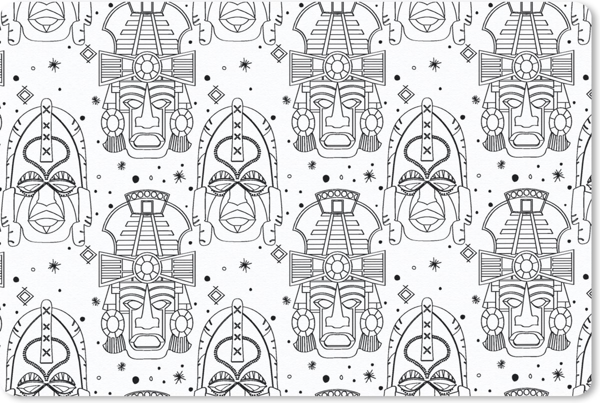 Muismat 27x18 cm - Mousepad Inca - Rituelen - Maskers - Patroon - Muismatten