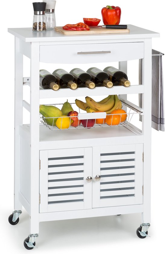 Chariot de service Louisiane chariot de cuisine 5 étages bois porte-serviettes mobile