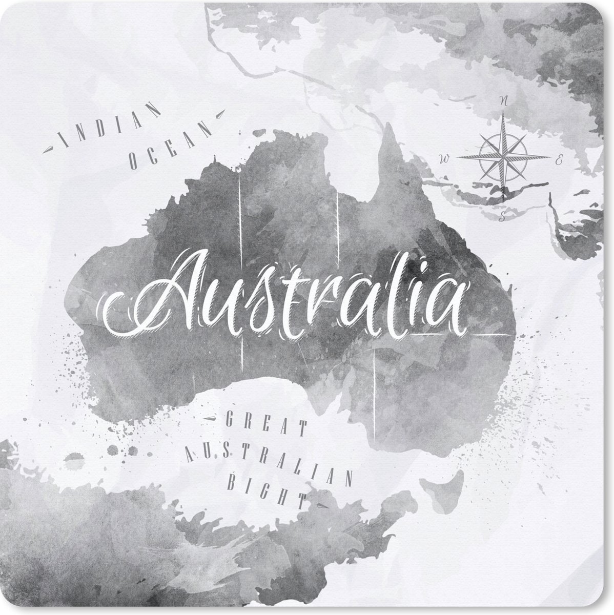 Muismat 30x30 cm - Mousepad Australië - Wereldkaart - Waterverf - Muismatten