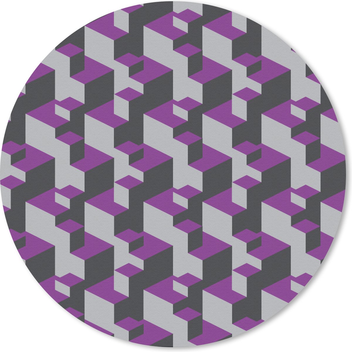 Muismat rond 50x50 cm - Mousepad Blokken - Patronen - 3D - Paars - Ronde muismatten