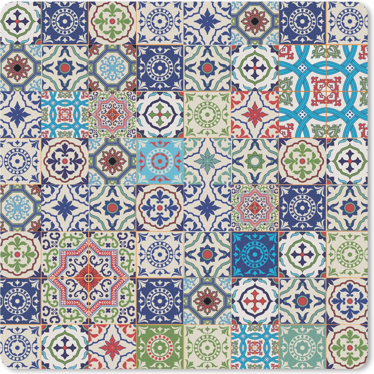 Muismat 20x20 cm - Mousepad Bloemen - Patronen - Groen - Blauw - Muismatten